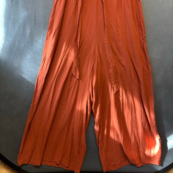 Ivy Street Plus Size Rust Wide Leg Jumpsuit 1X Boho Pantsuit Modern Boho Chic - Picture 3 of 9